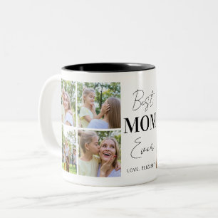 Moderne beste Mama je 8 FotoCollage Personalisiert Zweifarbige Tasse