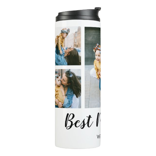 Moderne beste Mama je Foto Collage Geschenk für Ma Thermosbecher (Nach links gedreht)