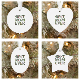 Moderne beste Mama je Niedliche Blume und grüne Pf Ornament