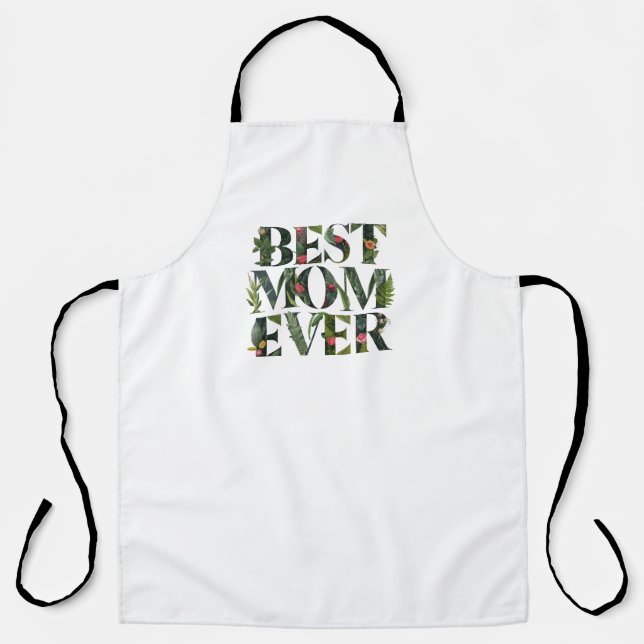 Moderne beste Mama je Niedliche Blume und grüne Pf Schürze (Vorderseite)