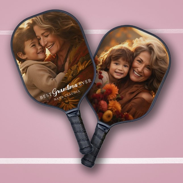 Moderne beste Oma oder Großeltern-Foto Pickleball Schläger (2 Photo Modern Best Grandma (Mama, Gigi, Nana, etc.) Ever Pickleball Paddle)