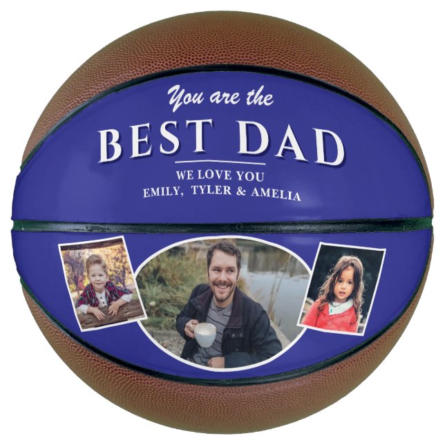 Moderne Beste Vater Vater 3 FotoCollage Basketball (Vorderseite)