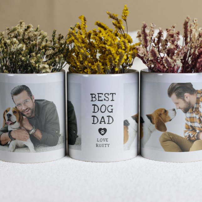 Moderne "Bester Hundedaddy" Pfote im Herzen 2-Foto Kaffeetasse (Von Creator hochgeladen)