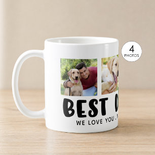 Moderne BESTER HUNDEVATER Pfotenabdruck Fotocollag Kaffeetasse