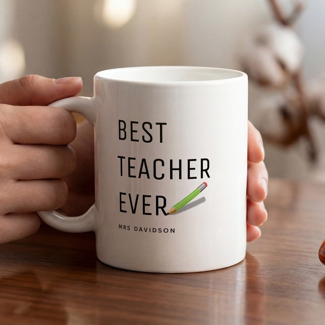 Moderne 'Bester Lehrer überhaupt' Personalisiert Tasse (Von Creator hochgeladen)