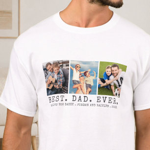 Moderne BESTER VATER ALLE ZEIT 3 Fotos Personalisi T-Shirt