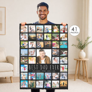 Moderne BESTER VATER ALLEZEIT Foto-Collage Schwarz Fleecedecke