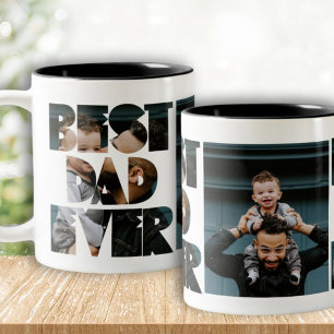 Moderne 'Bester Vater überhaupt' Foto-Kalligrafie Zweifarbige Tasse