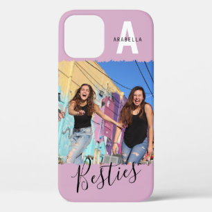 Moderne Besties-Foto-Monogramm Rosa Case-Mate iPhone Hülle
