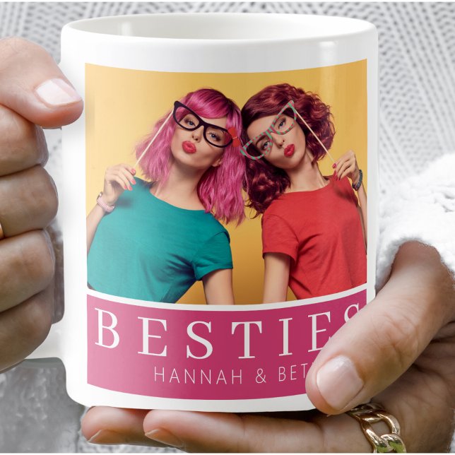 Moderne Besties Freundschaft Keepake Foto Kaffeetasse (Von Creator hochgeladen)