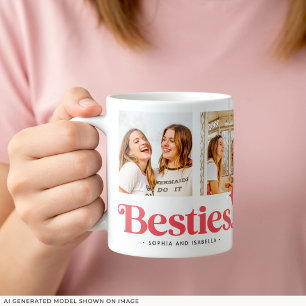 Moderne Besties-Namen-Fotocollage beste Freundinne Kaffeetasse