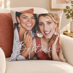 Moderne Besties-Schrift Foto Beste Freundin Gesche Kissen