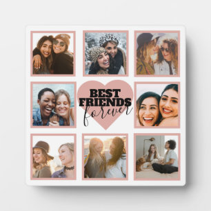 Moderne BFF-Fotocollage Roségold-Herz Fotoplatte