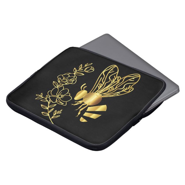Moderne Biene und Blume Neopren Sleeve (Vorne Oben)