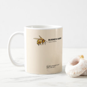 Moderne Bienen und Honigwabenkraut Antikes Weiß Kaffeetasse