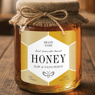 Moderne Bienenstock-Natur-Rohhonig-Produktglasetik Quadratischer Aufkleber