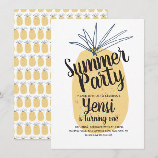 Moderne Bio Ananas zum Geburtstag Tropischer Invit Einladung