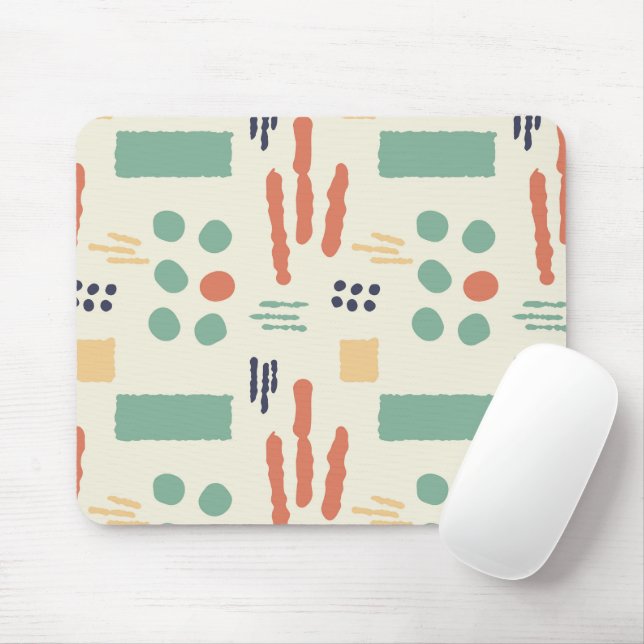 Moderne Bio Formen Mousepad | Retro Warme Naht (Mit Mouse)