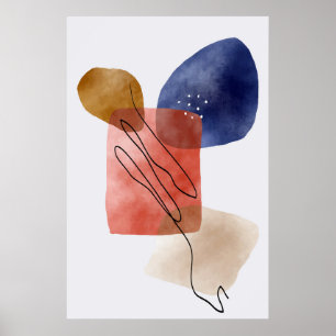 Moderne Bio Formen Wasserfarben Abstrakt Art 1 Poster