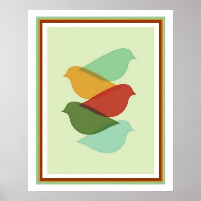 Moderne Bird Design Print Mitte des Jahrhunderts Poster (Vorne)