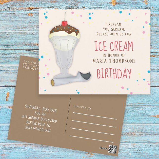 Moderne Birthday Ice Cream Whimsical Sprinkles Postkarte (Von Creator hochgeladen)