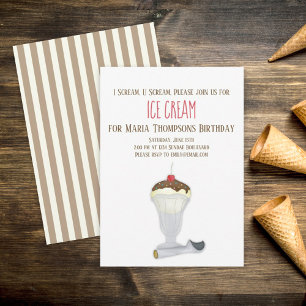 Moderne Birthday Ice Creme Minimalistisch Einfach  Einladung