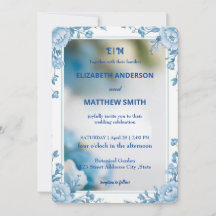 Moderne Biue & White Overlay Blume Hochzeit