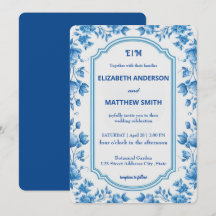 Moderne Biue & White Overlay Blume Hochzeit
