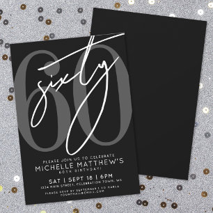 Moderne Black 60. Geburtstagsparty Einladung