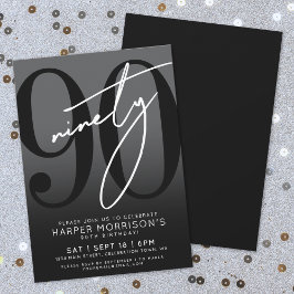 Moderne Black 90. Geburtstagsparty Einladung