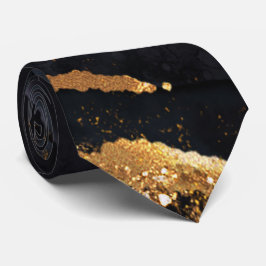 Moderne Black and Gold Agate Men's Krawatte
