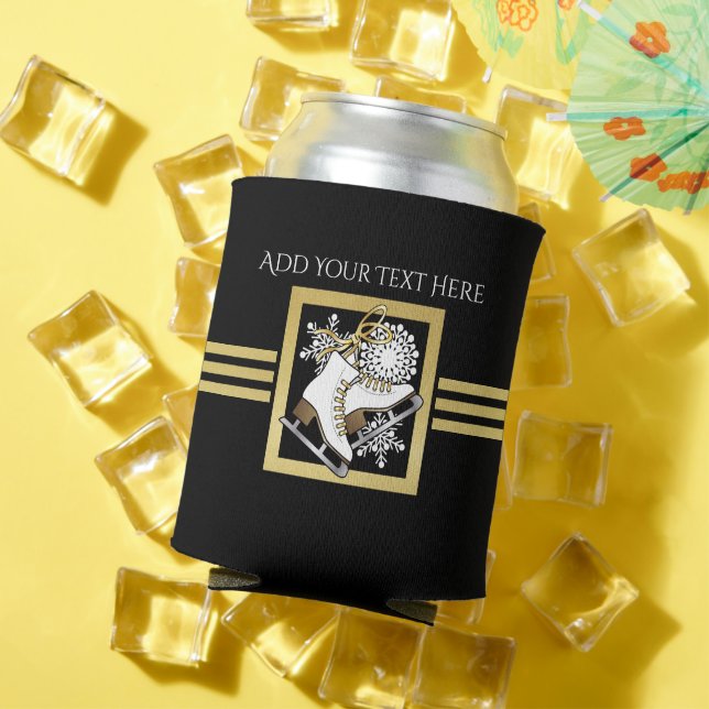 Moderne Black and Gold Glitzer Ice Skaten Dosenkühler (In Situ Sommer)