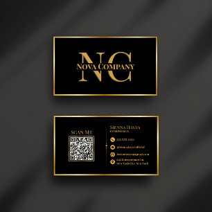 Moderne Black and Gold Monogram Business Card Visitenkarte