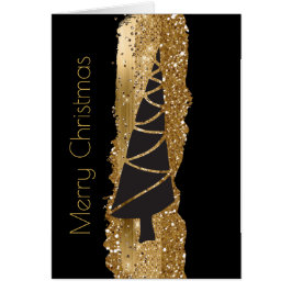 Moderne Black and Gold Weihnachtskarte