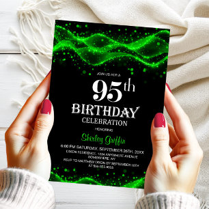 Moderne Black and Green 95. Geburtstagsparty Einladung
