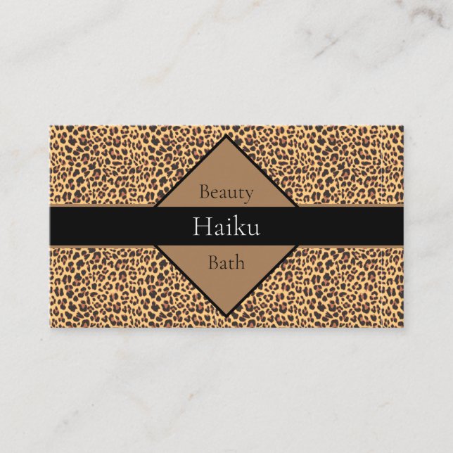 Moderne Black and Tan Leopard Print Business Card Visitenkarte (Vorderseite)
