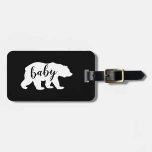 Moderne Black and White Script Baby Bear Silhouett Gepäckanhänger