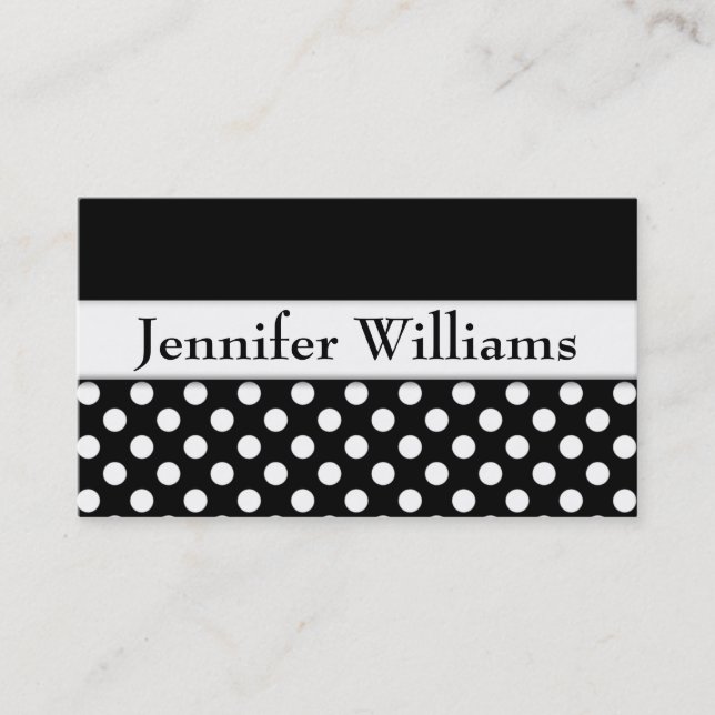 Moderne Black Beruflich Polka Dot Business Card Visitenkarte (Vorderseite)