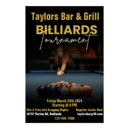 Moderne Black Billard Turnier Bar Poster
