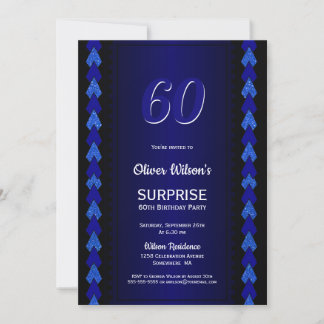 Moderne Black Blue Überraschung 60. Geburtstag Einladung