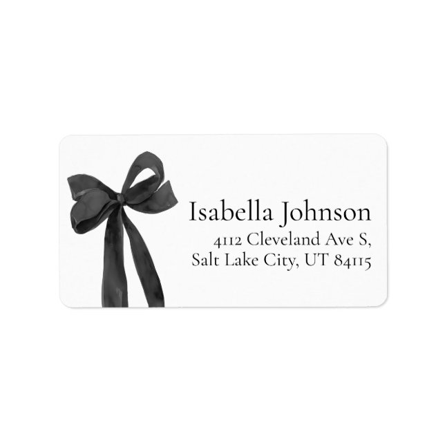 Moderne Black Bow Coquette Rücksendeadressen-Aufkl Adressaufkleber (Vorne)
