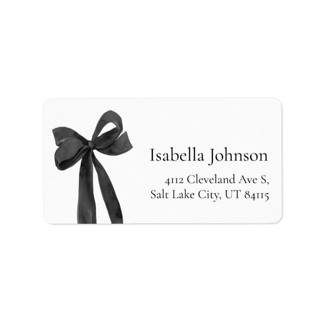 Moderne Black Bow Coquette Rücksendeadressen-Aufkl Adressaufkleber (Vorne)