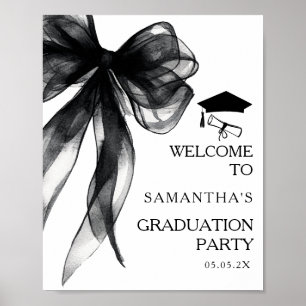 Moderne Black Bow Graduation Party Begrüßungszeich Poster