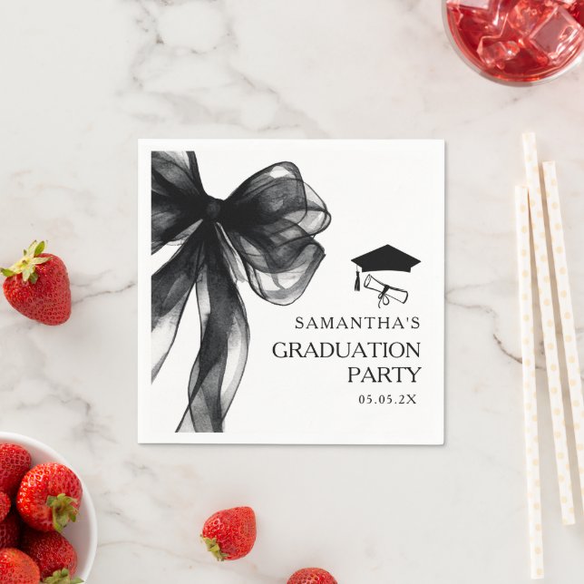 Moderne Black Bow Graduation Party Serviette (Beispiel)
