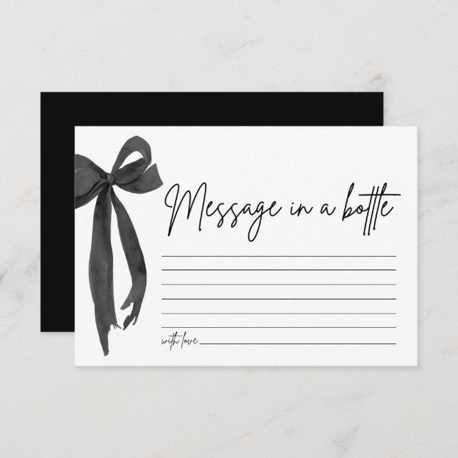 Moderne Black Bow-Meldung in einer Flaschenspielka Einladung (Vorne/Hinten)