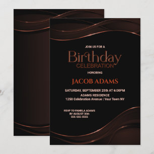 Moderne Black Brown Geburtstagsparty Einladung