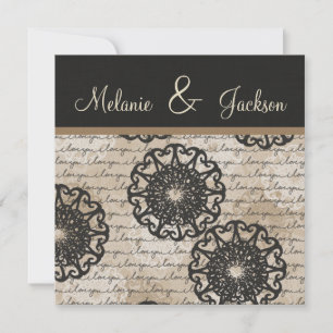 Moderne Black Brown Taupe Design Hochzeit Einladung