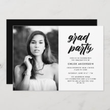 Moderne Black Brush Script Foto Graduation Party