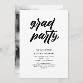Moderne Black Brush Script Foto Graduation Party Einladung