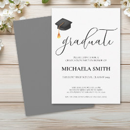 Moderne Black Cap High School Graduation Party Einladung